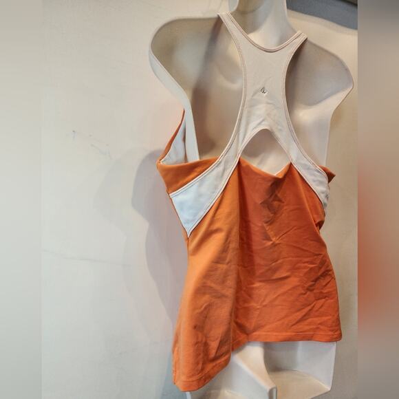 Vintage 90's Workout Top Tangerine Orange Racer Back Retro Top Women's Size XL - Picture 7 of 9